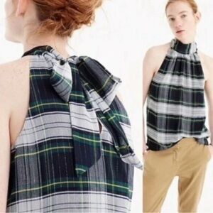 NWT J. Crew Plaid tartan Halter Blouse